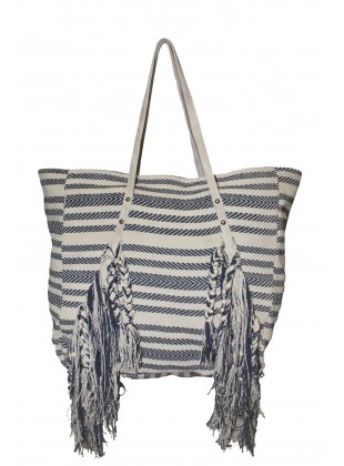 Striped Fringed Bag